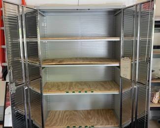 T130 - $225. Seville Classics Rolling Stainless storage cabinet - has been used in the garage. Very good used condition! Measures 48" wide x 24" deep x 77" tall. 