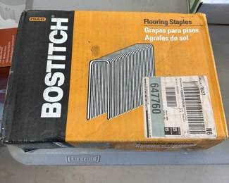 T97 - $70. Almost full box of Bostitch Floor Staples. 2" leg length. 1/2" crown. 