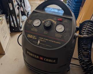 T43 - $100. Porter Cable Air Compressor. Model CMB15. 1.5 gallon.