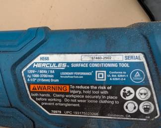 T17 - $50. Hercules 9amp Variable-Speed Surface Conditioning Tool. Model HE68. 