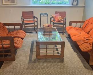 Couch Loveseat and coffee table w matching dining table w the 2 chairs 