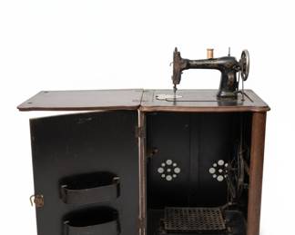 Vintage White Rotary Sewing Machine Cabinet