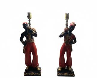 Vintage Chalkware Genie Lamps