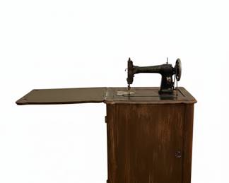 Vintage White Rotary Sewing Machine Cabinet