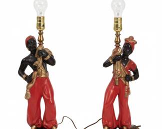 Vintage Chalkware Genie Lamps