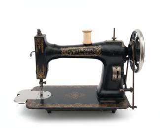 Vintage White Rotary Sewing Machine Cabinet