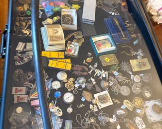vintage and art deco jewelry/some silver/airline collectibles