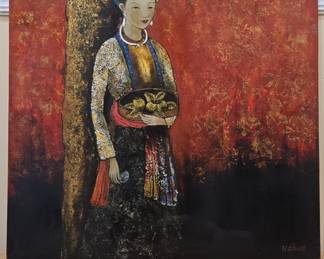  Woman with Fruit Bowl Painting