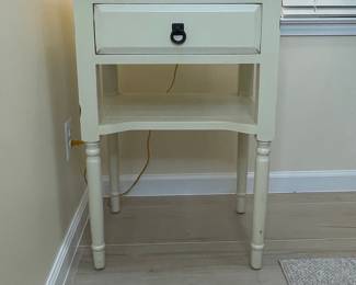 Cream Painted Nightstand with Drawer and Shelf