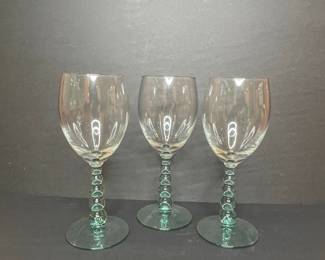 Wine Glasses with Green Bubble Stem