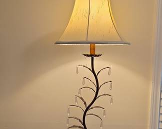 Wrought Iron Vine Table Lamp with Crystal Accents