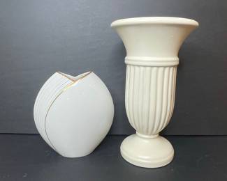 Haeger for Restoration Hardware Fluted Vase and Royal Bone China Vase