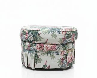 Floral Upholstered Ottoman