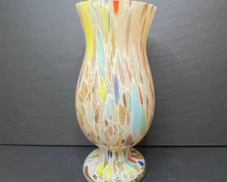 Murano Style Glass Vase with Confetti Inclusions