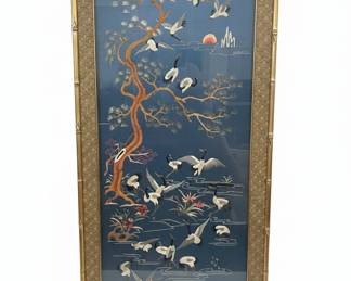 Chinese Silk Embroidery Panel with Cranes