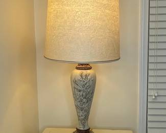 Ceramic Table Lamp with Floral Relief