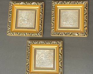 Framed Embossed Metal Art Panels with Historical Scenes