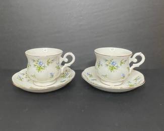 Royal Bone China Spring Flower Teacup and Saucers