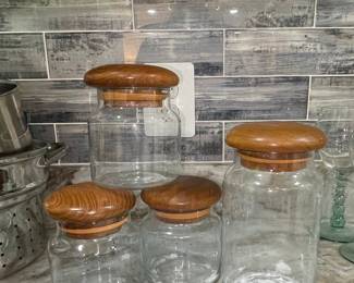 Glass Canister Set with Acacia Wood Lids