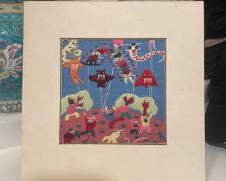 Ukrainian Folk Art Embroidered Textile Panel