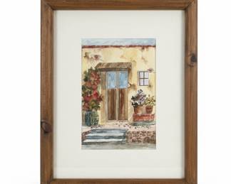 Watercolor Painting of a Mediterranean Courtyard by Solis
