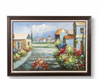 Mediterranean Village Oil Painting