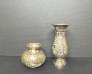 Indian Decorative Brass Vase and Kalash Pot