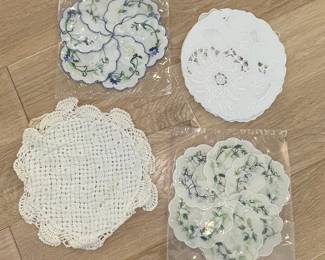 Embroidered and Crocheted Coasters Vtg