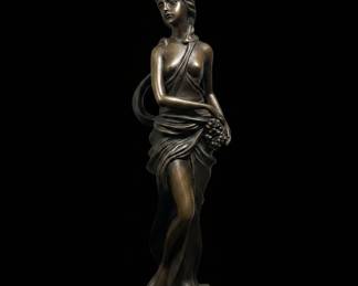 Art Deco Female Figurine with Grapes