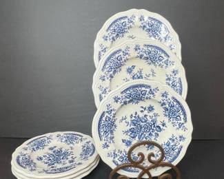 Blue Carnation Ironstone Plates by Sears