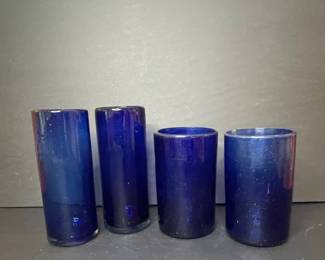 Cobalt Blue Hand Blown Tumblers