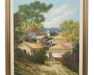 Village Scene Oil Painting by Jose Antonio Velasquez
