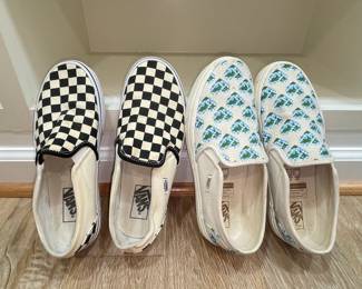 Vans Slip-On Shoes (Checkerboard and Floral Print - Eco Positivity)