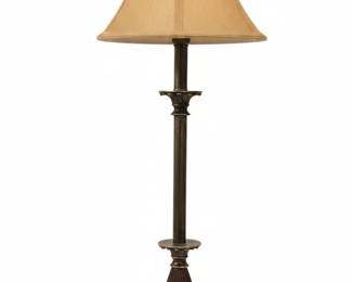 Table Lamp with Fluted Wooden Base 