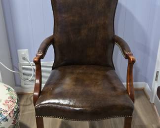 Leather Gooseneck Armchair