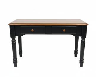 Black and Wood Console Table with Two Drawers