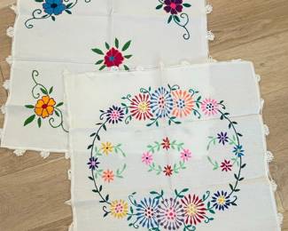 Vintage Hand Embroidered Linens