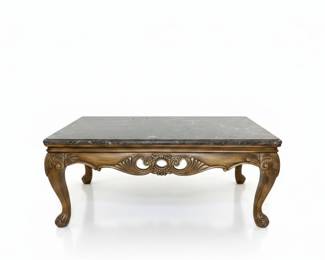 Louis XV Style Giltwood Coffee Table with Marble Top