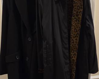 Black Blazer and Reversible Leopard Print Trench Coat