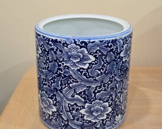 Blue and White Chinoiserie Porcelain Cachepot
