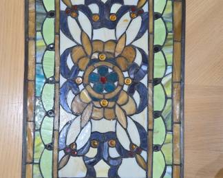 Tiffany-Style Stained Glass Panel with Floral Motif