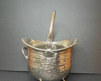 Hammered Silver Footed Basket