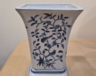 Blue and White Porcelain Vase with Bird and Floral Motif