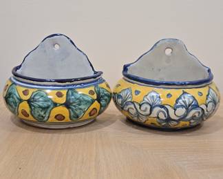 Hand-Painted Talavera-Style Ceramic Wall Planters