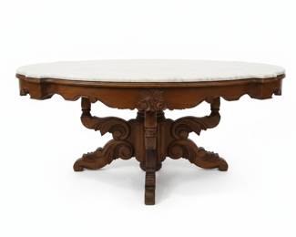 Victorian Oval Marble Top Parlor Table