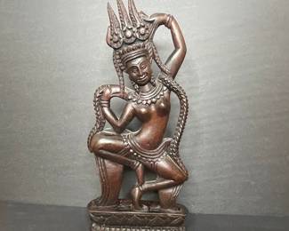 Carved Wooden Apsara Dancer Figurine