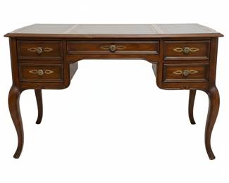 Vintage Leather Inlaid Executive Desk