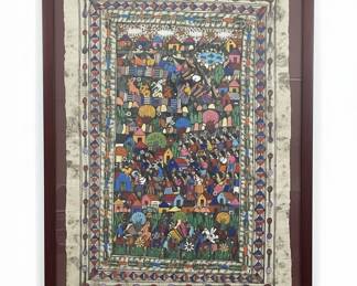 Mexican Amate Bark Folk Art Painting