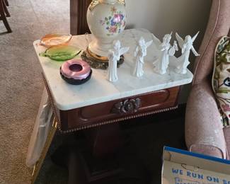 Marble top end table.