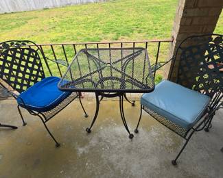 Wrought iron patio sets.